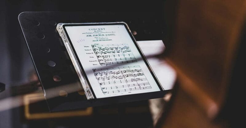 Musician using tablet Musician using tablet