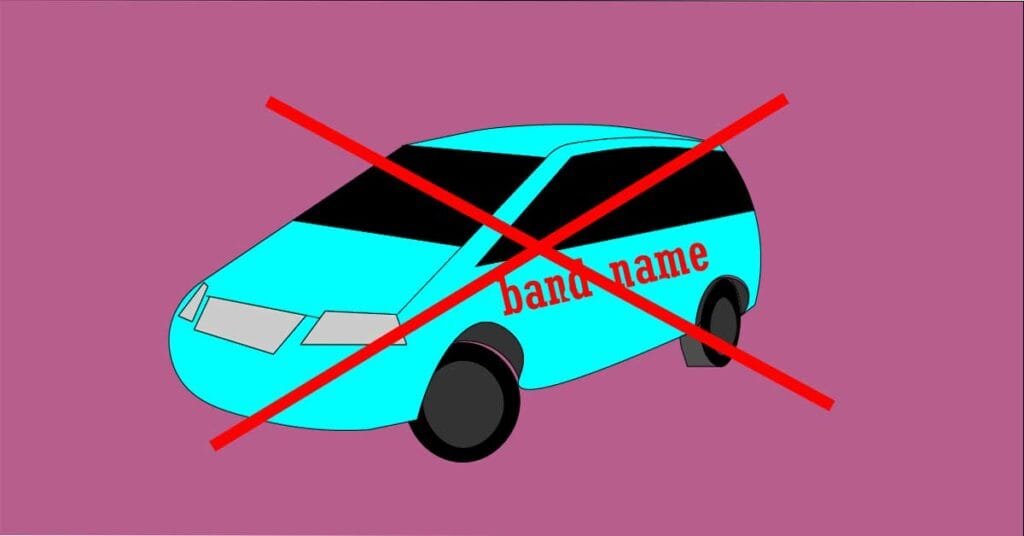 no band's name on car