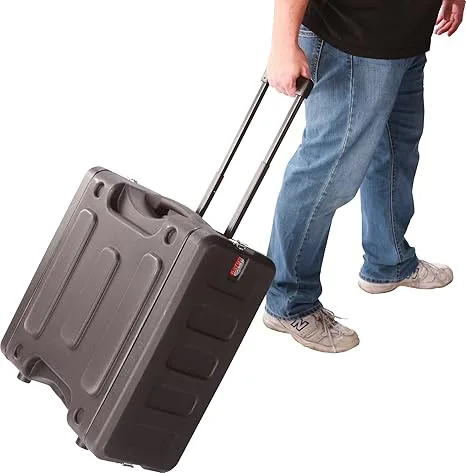 Gator Cases Pro Series 19 inch Depth 8U Rolling Rack Case with Recessed Wheels, Black