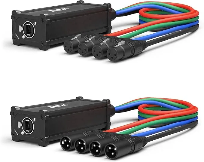 LyxPro Pair of LyxPro Audio Snake 4 Channel XLR 3 Pin Multi Network Breakout LyxPro Pair of LyxPro Audio Snake 4 Channel XLR 3 Pin Multi Network Breakout