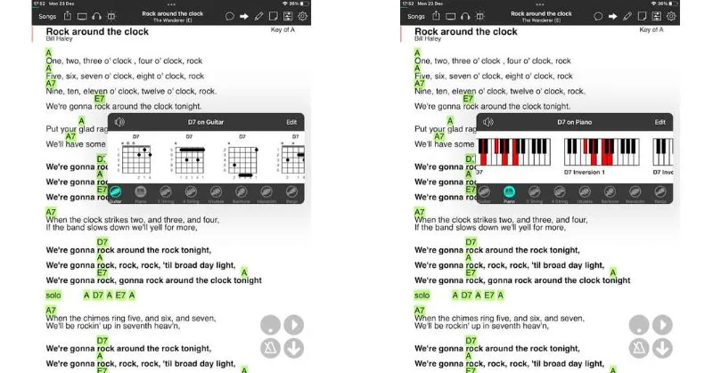 Onsong Chord diagrams for various instruments