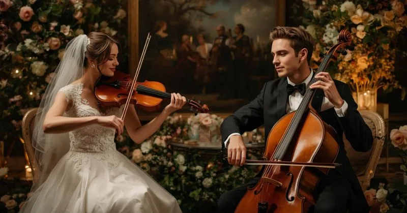 Wedding couple playing as a duo